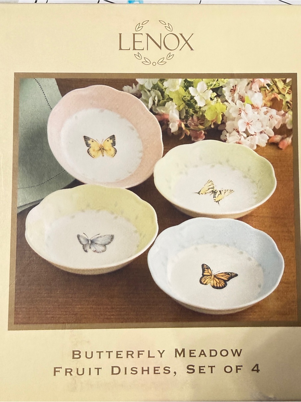Lenox Butterfly Meadow Pastel Fruit Dish Set - Pink, Green, Yellow, Blue